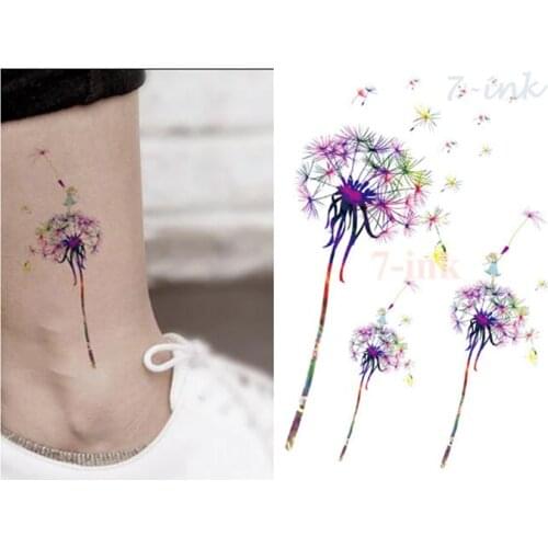 Water Transfer fake tattoo color Dandelion gril tatoo Waterproof Temporary Tattoo flash tatto for gril woman man 10.5*15 cm