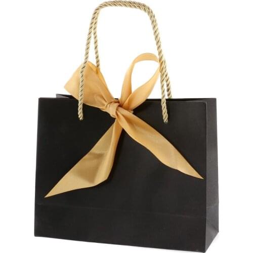 10pcs Gift Bag Present Paper Bag With Ribbon Wedding Pack Box Favors Birthday Party Bags /Pajamas Clothes Wig Packaging