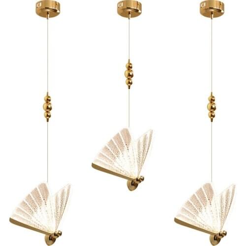 Pendant Light for Bedroom Bedside Living Room Kitchen Dining Table Bar Decoration Modern LED Butterfly Hanging Light Fixture