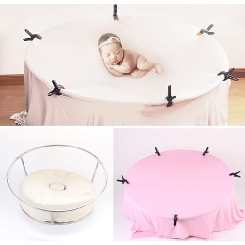 Newborn Photography Props Bean Bag Frame And Clips Baby Photo Props Round Shelf Photography Station Infantil Shoot Accessories