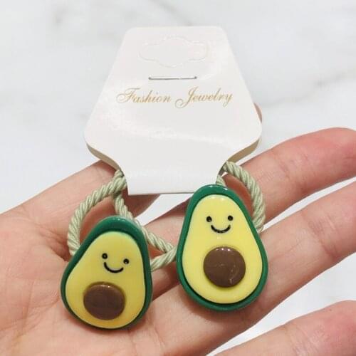 2Pcs Avocado Hair Accessories Children Rubber Bands Scrunchies Elastic Hair Bands Girls Headband Decorations Ties Gum For Hair