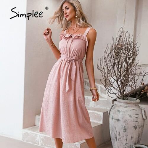 SIMPLEE Pink Summer Dresses China