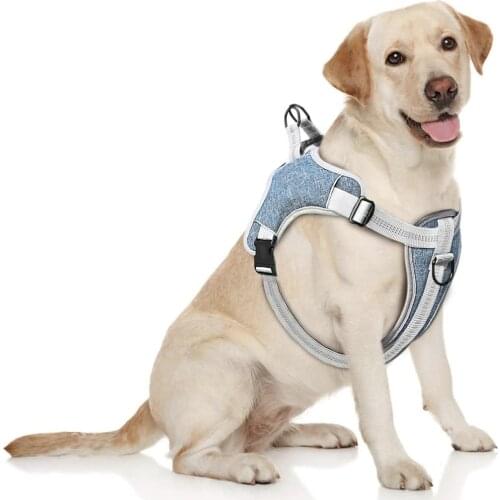 Reflective Nylon Dog Harness No Pull Pet Chest Harness Breathable Padded Mesh Adjustable Safety Training Dogs Vest Pet Products