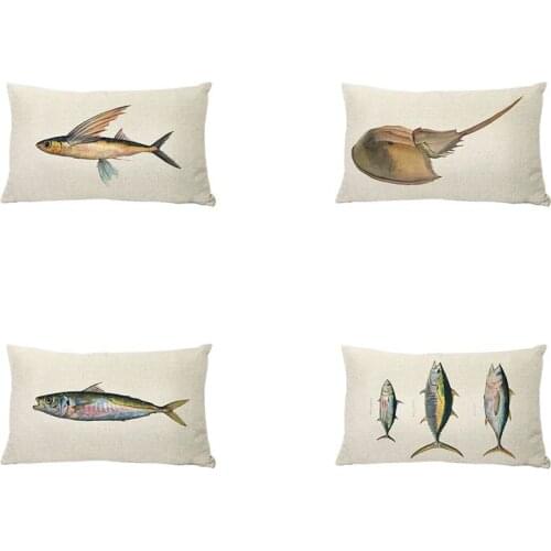 High Quality Fish Pattern Pillow Case Salamander Shark Giant Tiger Shrimp Trimmed Car Seat Bedroom Floor Breathable Lumbar