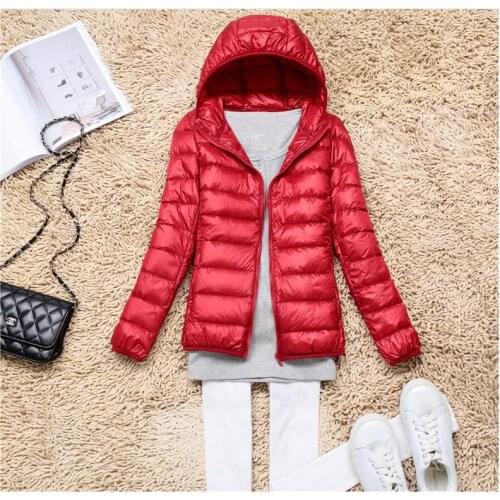 Women Duck Down Jacket Ultralight Hooded White Duck Down Jacket Autumn Winter Warm Coat Lady Female Windproof Parka Solid Slim