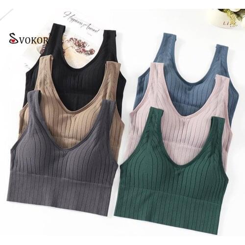 SVOKOR Womens Tube Top Seamless Sports Bra Crop Top Female Base Tank Sleeveless Camis Lingerie Underwear
