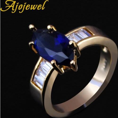 Ajojewel Purple/Green/Blue Stone Rings Bands Cubic Zirconia Stone Woman Ring Size 8 Anillo Femenino