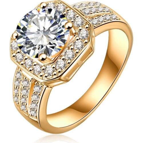 Top Sale New Wedding Rings Gold Color Square Shape AAA Cubic Zircon Brand Ring Jewelry Women Fashion Rings