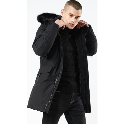 Winter New Style European And American-Style Mens Mid-length Cotton-padded Clothes Hooded Thick Wind-Resistant Cotton-padd
