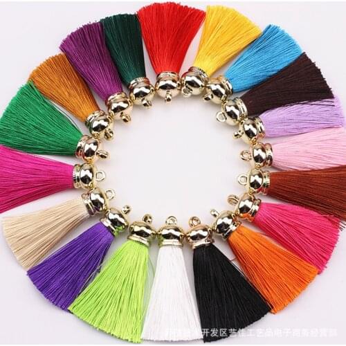 2pcs 65mm Tassels With Metal Cap Decoration Charm Fringe Pendants DIY Jewelry Making for Key Chain Straps DIY Accessories