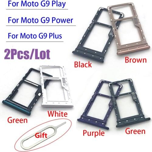 2Pcs/Lot，Micro Nano SIM Card Holder Tray Slot Holder Adapter Socket For Moto G9 Play / G9 Plus / G9 Power