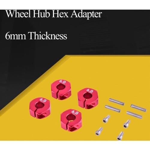 4PCS Aluminum 6mm Thickness Wheel Hex 12mm Drive Red With Pins & amp for Screws HSP HPI Tamiya 1:10 RC Car Wheels Rim