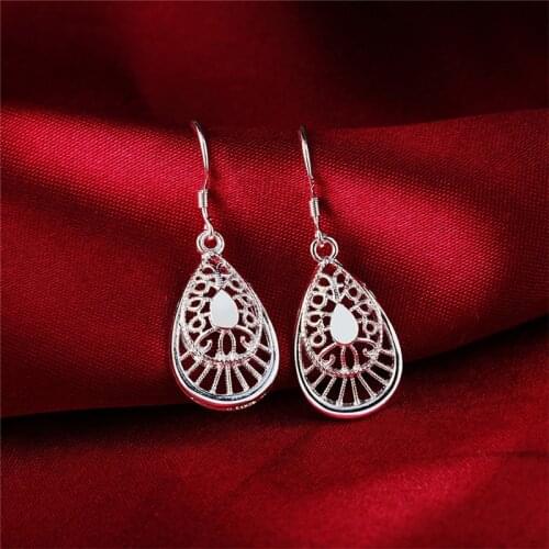 925 Sterling Silver Exquisitely Carved Drop Earrings For Women Vintage Wedding Jewelry Earrings Gifts