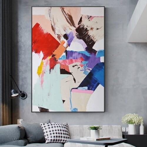 Abstract Color Splash Nordic Oil Painting Canvas Posters and Print Scandinavian Cuadros Wall Art Picture for Living Room Decor