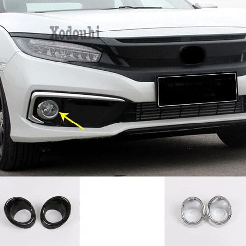 Car Front Fog Light Lamp Detector Frame Sticker Styling ABS Chrome Trim Parts For Honda Civic 10th Sedan 2019 2020 2021