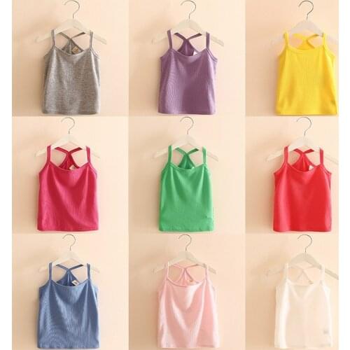 Baby Sleeveless T-shirt 2021 Summer Wear Korean Style Candy Color Boys and Girls Knitted Cross Vest