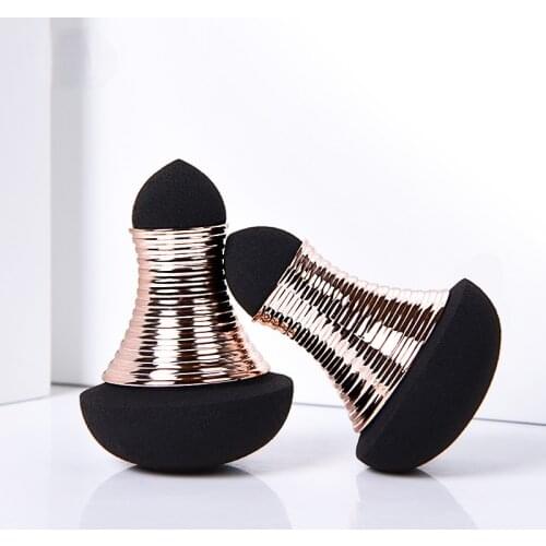 Non-latex Puff Double-head Soaked In Water To Enlarge Sponge Egg Black Material Q Bomb Exquisite Horn Arc Shape Don't Get Stuck