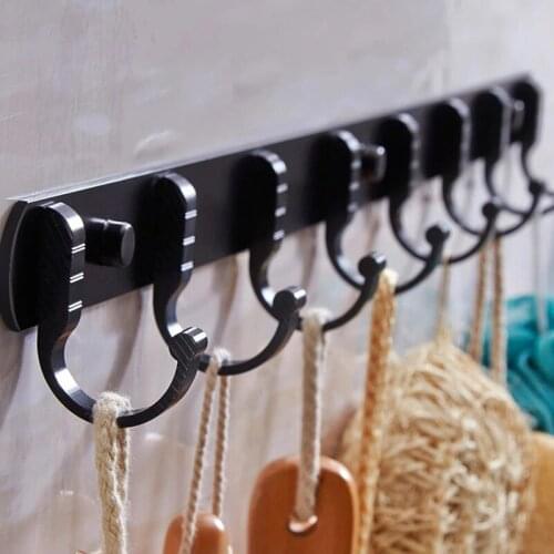 Punch Space Aluminum Kitchen Wall Hooks Bathroom Accessories Clothes Coat Hook Towel Hanger Door Bathroom Hardware Multifunction
