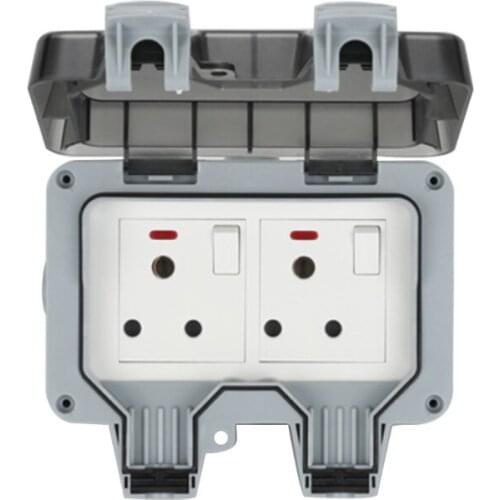 UK/EU Plug Electrical Wall Socket Outdoor Waterproof Dust-proof Power Outlet E5BE