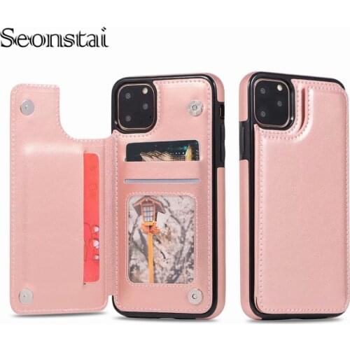Leather Magnetic Stand Flip Phone Case for iPhone 11 Pro XS Max XR 7 8 6S 6 Plus Wallet Card Holder Wallet Cases for iPhone 11