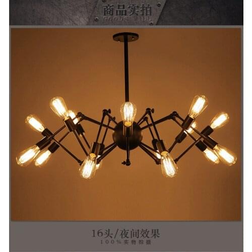 Loft Retro big Spider Chandelier Lighting DIY 14 Lights Edison Retro vintage E27 AC 110V 220V black lighting chandeliers modern