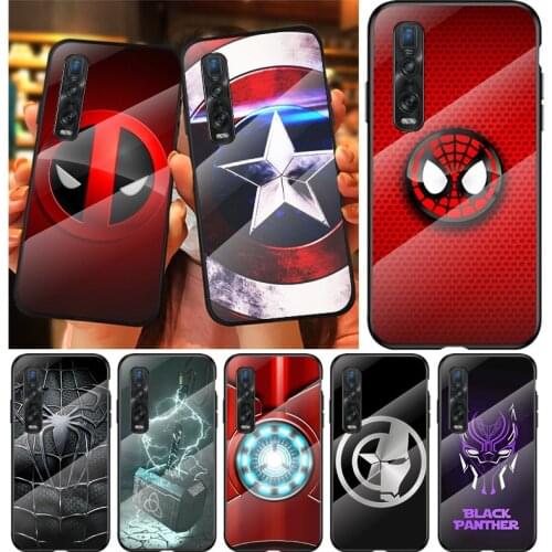 Marvel Superhero Logo For OPPO A9 2020 A52 Find X2 Lite Realme 7 7i C3 XT 6 5 Pro Tempered Glass Cover Phone Case