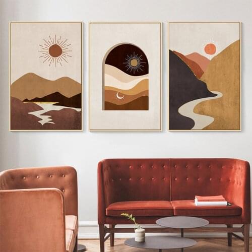 Boho Mountain Scene Wall Art Prints Posters Abstract Canvas Paintings Pictures For Living Room Scandinavian Interior Home Decor