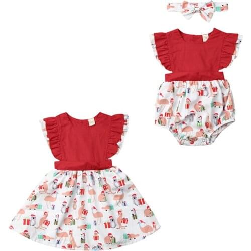 2020 New Lovely Christmas Clothing Newborn Kids Baby Girls Sleeveless Romper Dress Xmas Outfits