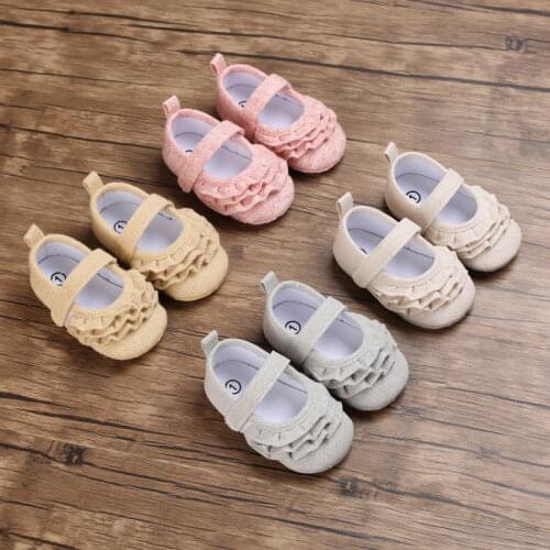 2021 New Infant Newborn Baby Girls Spring Summer Autumn Flats Soft cotton Lace Princess Dress Shoes No-Slip First Walkers