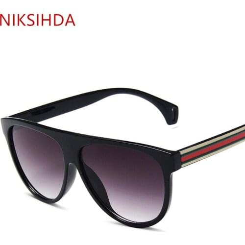 NIKSIHDA NewType of Large Frame Sunglasses, Womens Tri-color Red-Green Legs, Sunglasses, Chao Mens Leopard-print Glasses UV400