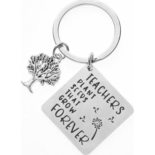 Oeinin Charms Key Chain Man Teacher Plant Seeds Keychain Bags Lovers Letter Color Keyring Stainless Steel Arrtracive Llaveros