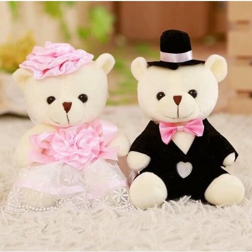 Wholesale 20 Pairs (40 pcs) A Lot 18 cm Wedding Teddy Bears Plush Toy Wedding Party Decoration Wedding Ceremony Souvenir