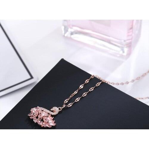 Zircon Necklace Fashion Choker Elegant Neck Chain Swan Shaped Necklace Neck Jewelry Pink