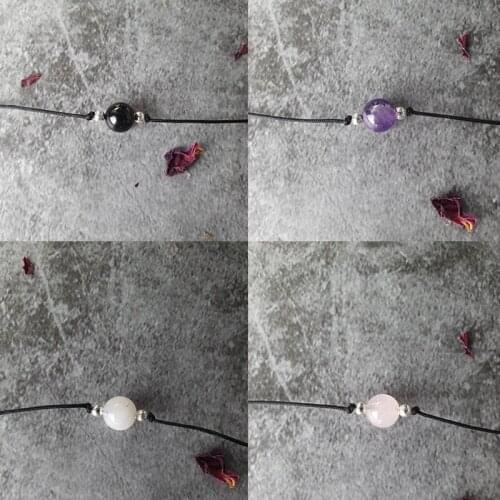 Crystal Necklace/Shungite choker Necklace/Cowhide Necklace/Protection Jewelry/Gothic Necklace