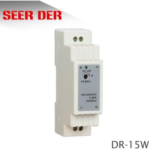 Plastic case DR-15-12 ac-dc Din-Rail SMPS transformer 15w 12v 1.25a switching mode power supply for led driver
