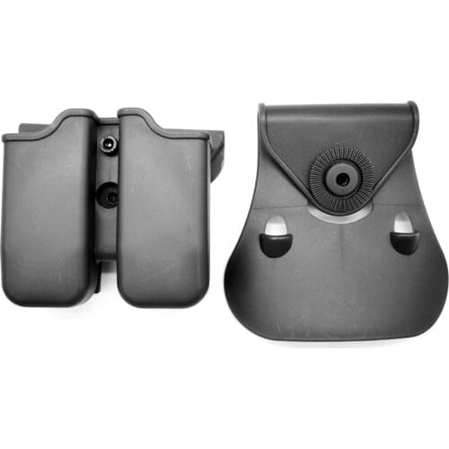 Magazine Pouch Double Magazine Holster Universal 9mm .40 Caliber Stack Mag Holder with 1.5-2 Inches Belt Clip and Paddle