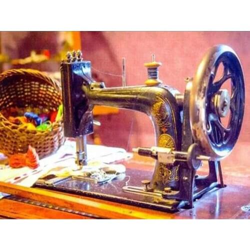 Sewing Machine 5D DIY Diamond Painting Cross Stitch Kits Mosaic Decoration Round Rhinestone Full Square Drill Diamond Embroidery