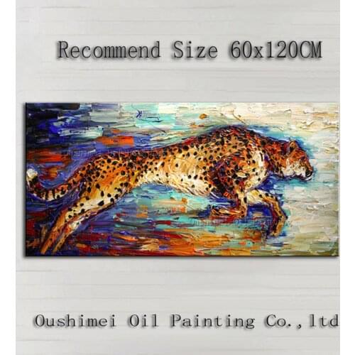 Professional Manufacturer Wholesale High Quality Handcraft Abstract Leopard Oil Painting On Canvas Knife Painting Cheetah
