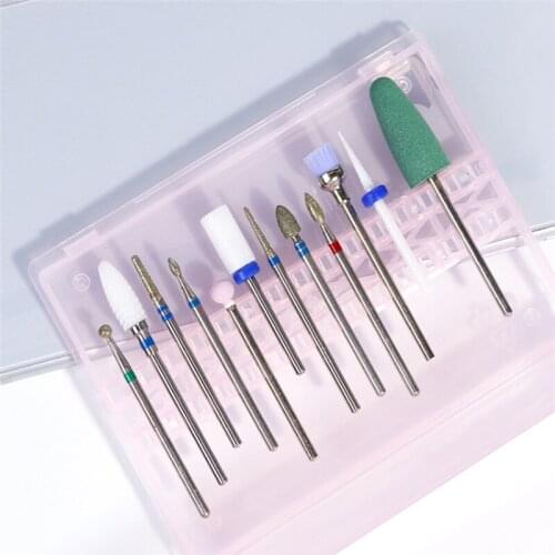 Clear Storage Box For Electric Nail Drill Bit Rotary Files Holder Display Nail Accessorie Tools