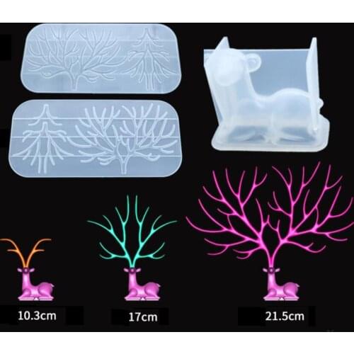 Silicone crystal droplet deer deer antler tree fork mirror table silicone mold one set