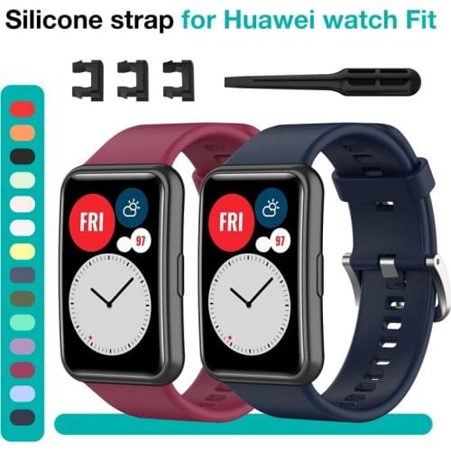 Silicone Watch Band Wrist Strap with Tool for HUAWEI Watch Fit Smart Watch Band Wrist Strap Soft Premium Silicone Replacement