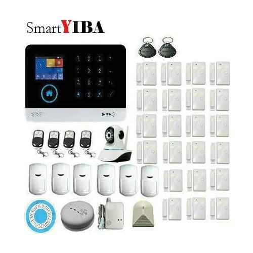 Smart YIBA Wireless WiFi GMS GPRS RFID Home Security Alarm System With Automatic Dial+ Glass Debeis alarm, Smoke Detector