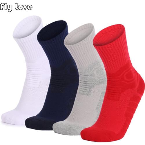Outdoor Sport Cycling Socks Solid Color Middle Crew Sweat-absorbent Basketball Football Soccer Running Trekking Socks Men Women