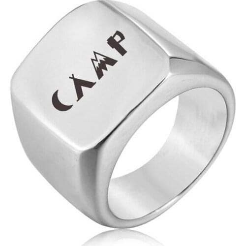 Ufine Fashion Square Ring Viking sign Titanium Steel Mens Ring Cast stainless steel symbol Rings jewelry R059