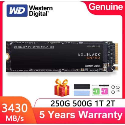 Western Digital Internal Solid State Drive M2 WD Black SN750 SSD 1TB 250GB 500GB M.2 2280 SSD NVMe Gen3 PCle 3D Nand SSD