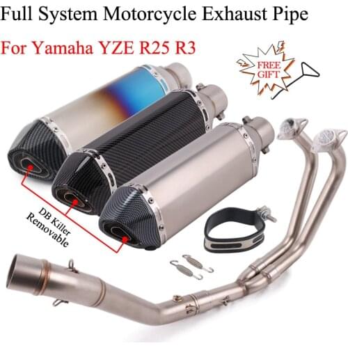 Motorcycle Full Exhaust System Escape Modified Front Middle Link Pipe DB Killer Muffler 51mm Slip On For Yamaha YZF R25 R3 MT-03
