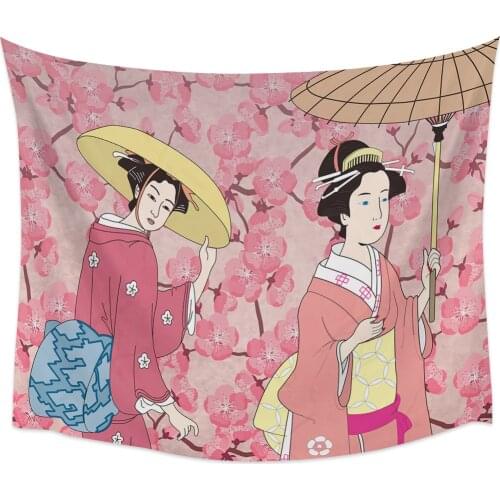 Japanese Kimono Girl Wall Tapestry Home Wall Decor Tapestry Bedroom Tapestry Wall Hanging Picnic Mat Yoga Mat