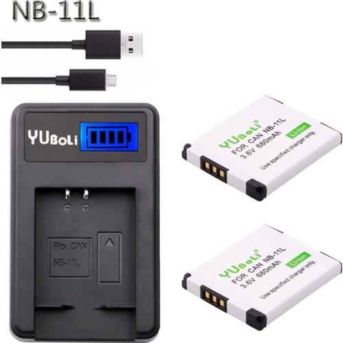 2Pcs 680mAh NB-11L NB11L NB 11L Camera Batteries&LCD SUB Charger for Canon IXUS 125 240HS A3400 A4000 A2300 A2400 z1