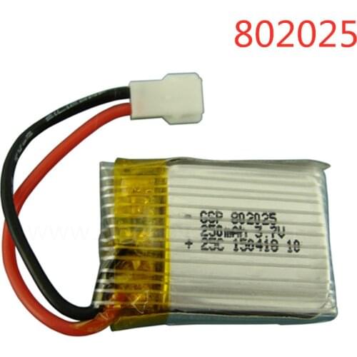 2PCS / lot 3.7V 250mAH Lipo Battery For Remote Control Aircraft Parts 3.7 V 250 mAH XH Plug 802025 25C 3.7V 1S Battery
