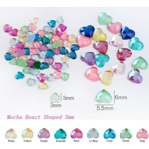30/100pcs New Mocha Heart-shaped 3mm Nail Art Rhinestones Nails Art Decorations Crystal Glass Stone for 3D Nail Decoration